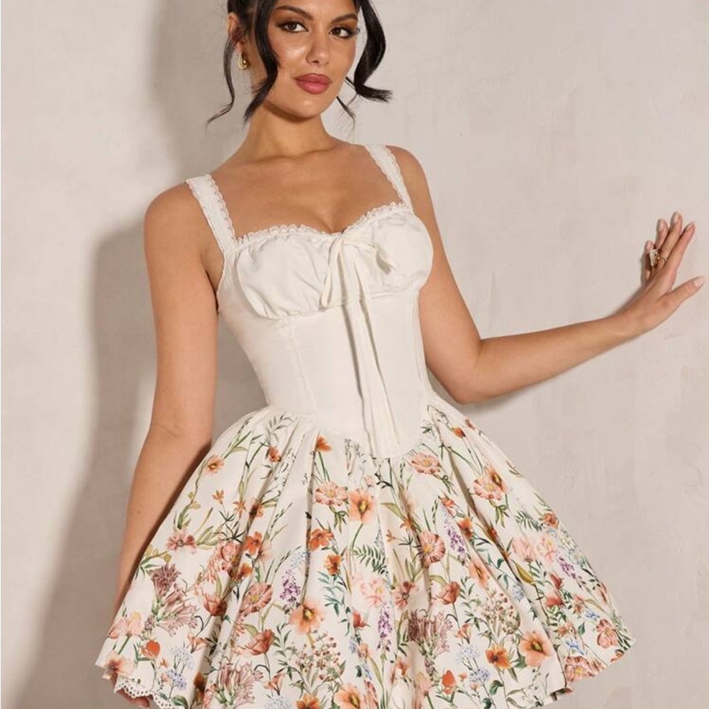 Floral White Corset Dress